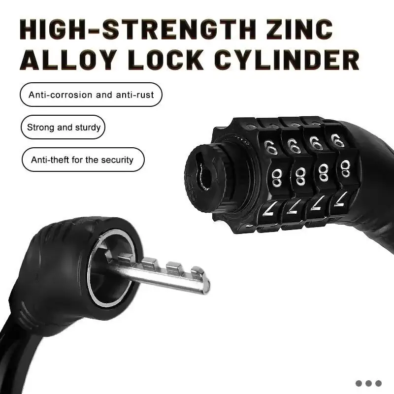 Cut Resistant 4 Digit Combination Bicycle Cable Lock Portable Anti-Theft for Outdoor Cycling Campus Commuting