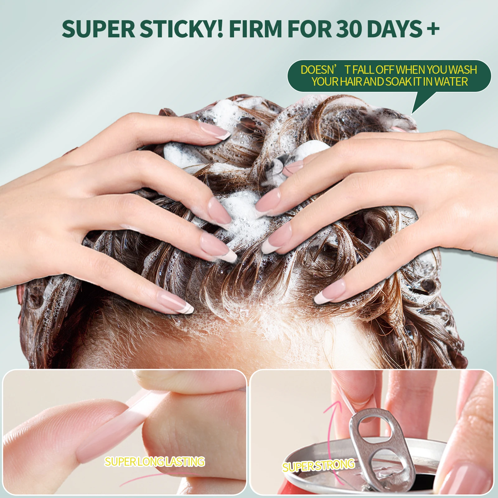 Halbfestes Nagelkleber- und Nagelentferner-Set mit Feile / 10 Alkoholtabletten zum Aufdrücken der Nägel, schnell trocknend, keine UV-Lampe erforderlich