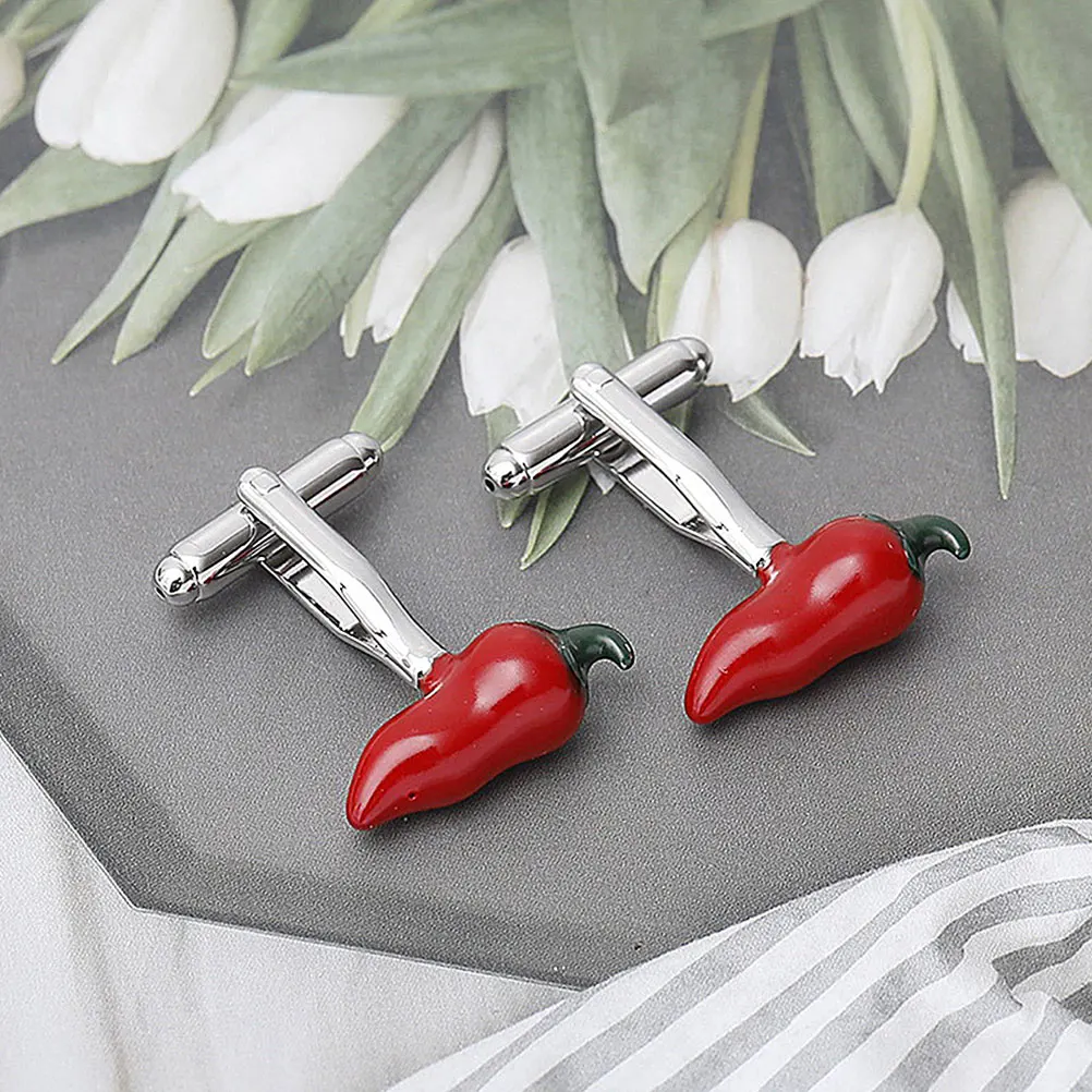 

Chili Cufflinks Button Cuffs Cover for Women Covers Dress Shirt Creative Sleeve Nail