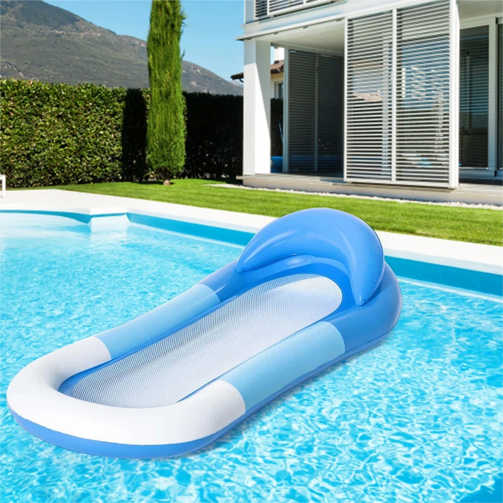 2024 New Water Hammock Recliner Inflatable Floating Swimming Pool Mattress Outdoor Foldable Water Sleeping Bed Pool Lounge Chair