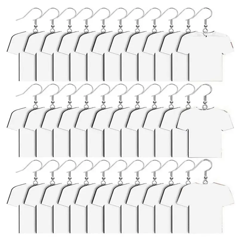 AEE2-48Pcs Sublimation Earrings Wooden MDF Sublimation Football Shirt Earrings DIY Blank