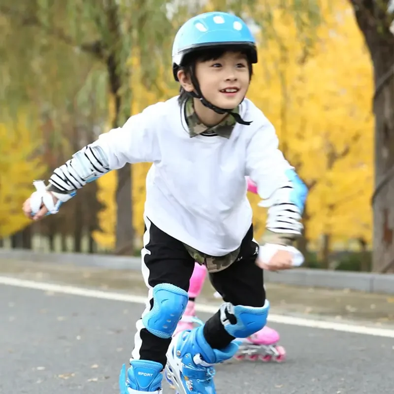 7Pcs/Set Children Thickened Knee Protection Roller Skating Helmet Protector Skateboard Balance Car Set Kid Protective Gear Wrist