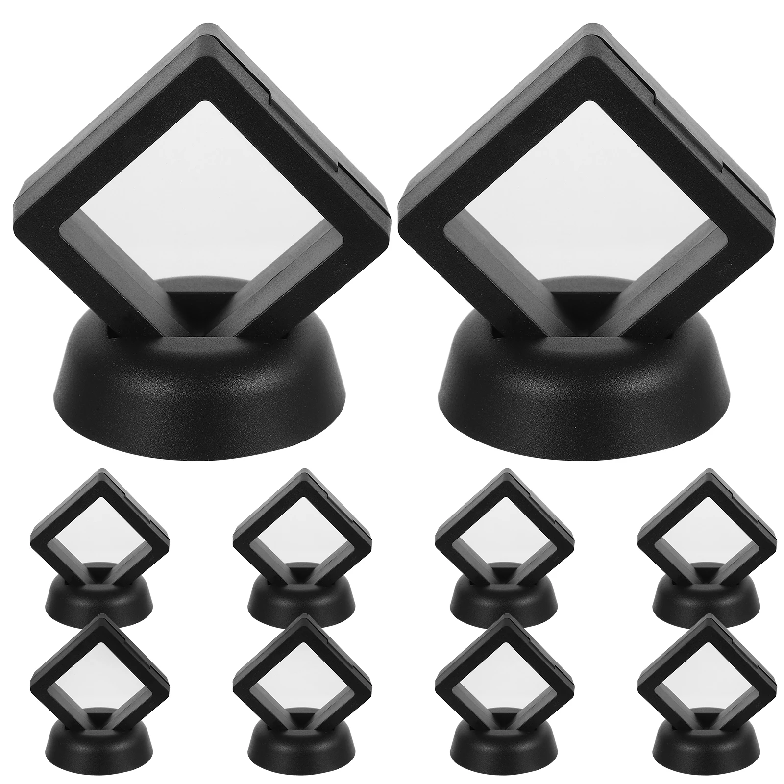 

10 set Jewelry Display Box 5x5cm White ABS Material Floating Showcase Holder for Ring Necklace Storage Elegant Design