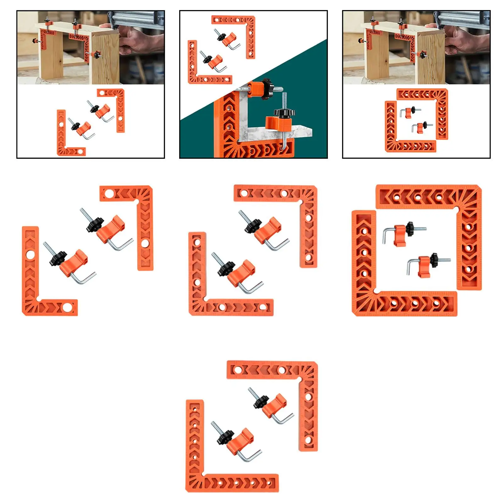 2 Pieces Woodworking Corner Clamp 90 Degree Positioning Square for Drawers