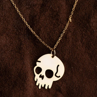New hot selling Halloween gold necklace skull pendant, simple and fashionable personalized jewelry