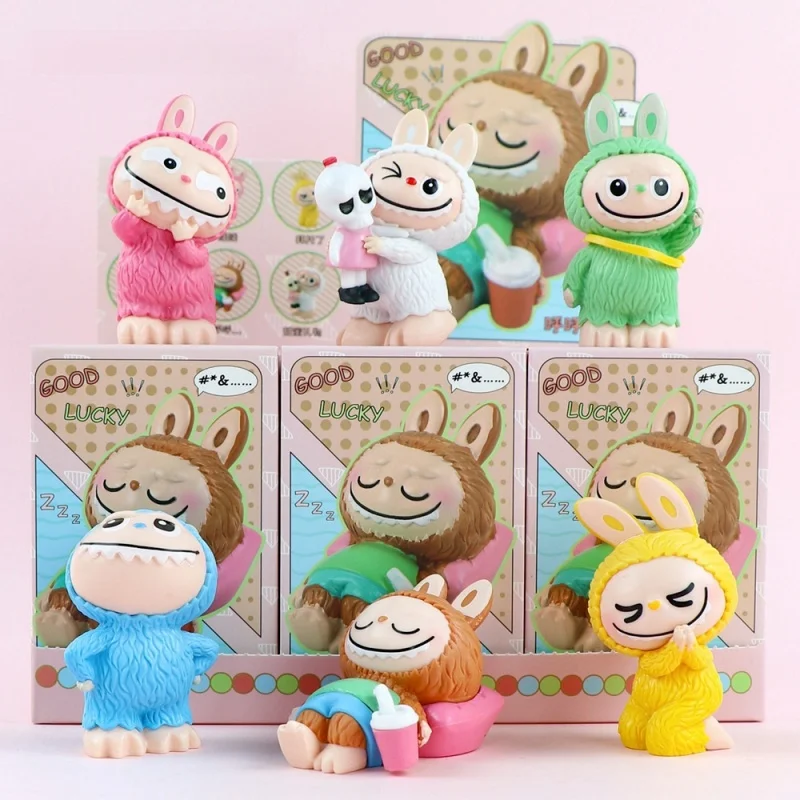 6/8 Pcs Labubu Blind Box Mysterious Trendy Toy Figurine Super Cute Series Doll Desktop Ornament Girl Birthday Gift