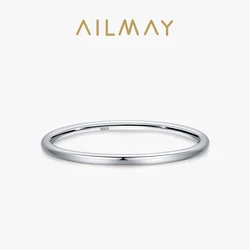 Ailmay Solid 925 Sterling Silver Minimalism Simple Smooth Stackable Finger Ring For Women Girls Party Accessories Jewelry Gifts