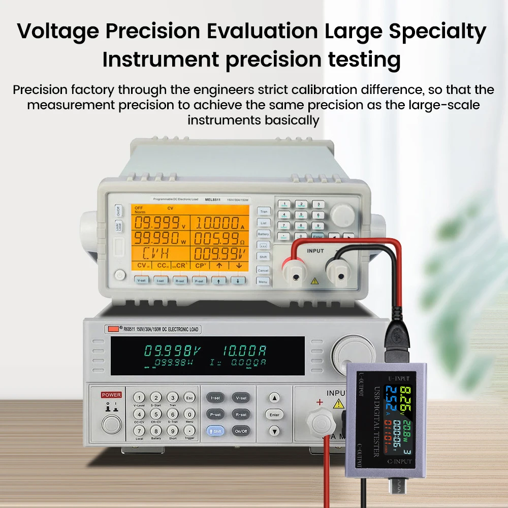 DC 4,5 ~ 50V 0-8A USB Type-C Voltmeter Digitale spanning Stroom Vermogensmeter Capaciteitstester Oplader Tester Multifunctionele tester