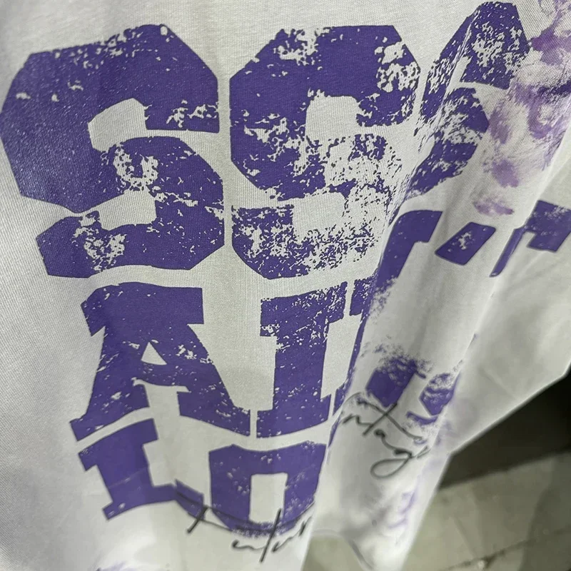 Sssaint Louis Purple Letter Washed Vintage American Style High