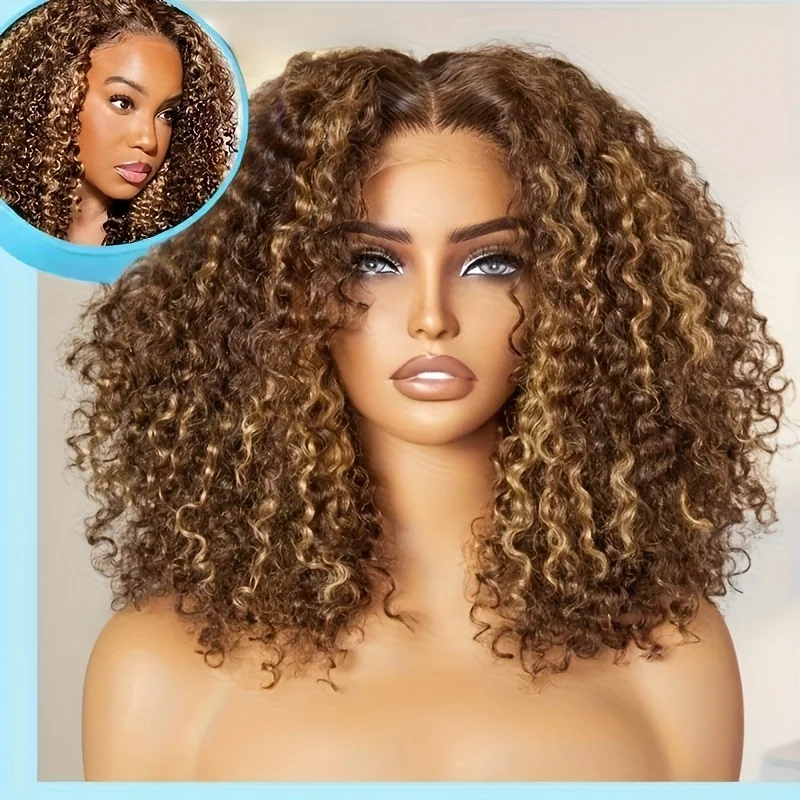 

Ombre Highlight 4/27 Deep Wave Lace Front BOB Парики Человеческие волосы Предварительно выщипанные 13x4 HD Кружевные фронтальные парики BOB для чернокожих женщин