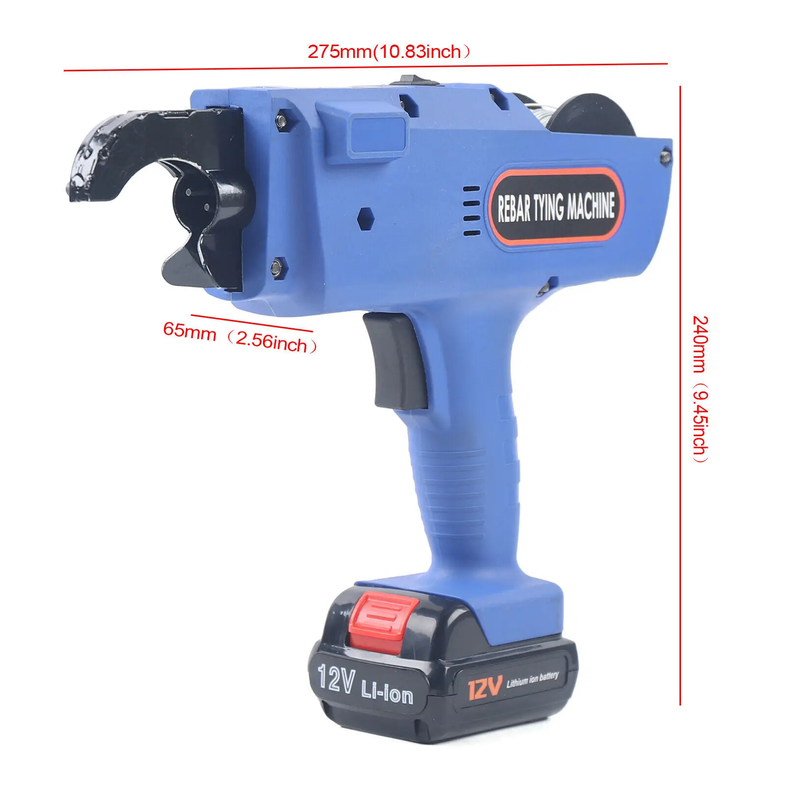 Imagem -02 - Plástico e Metal Rebar Tier Machine Rebar Tie Gun Barra de Aço Automática Rod Tying Tool 4500 Mah 12v 834 mm