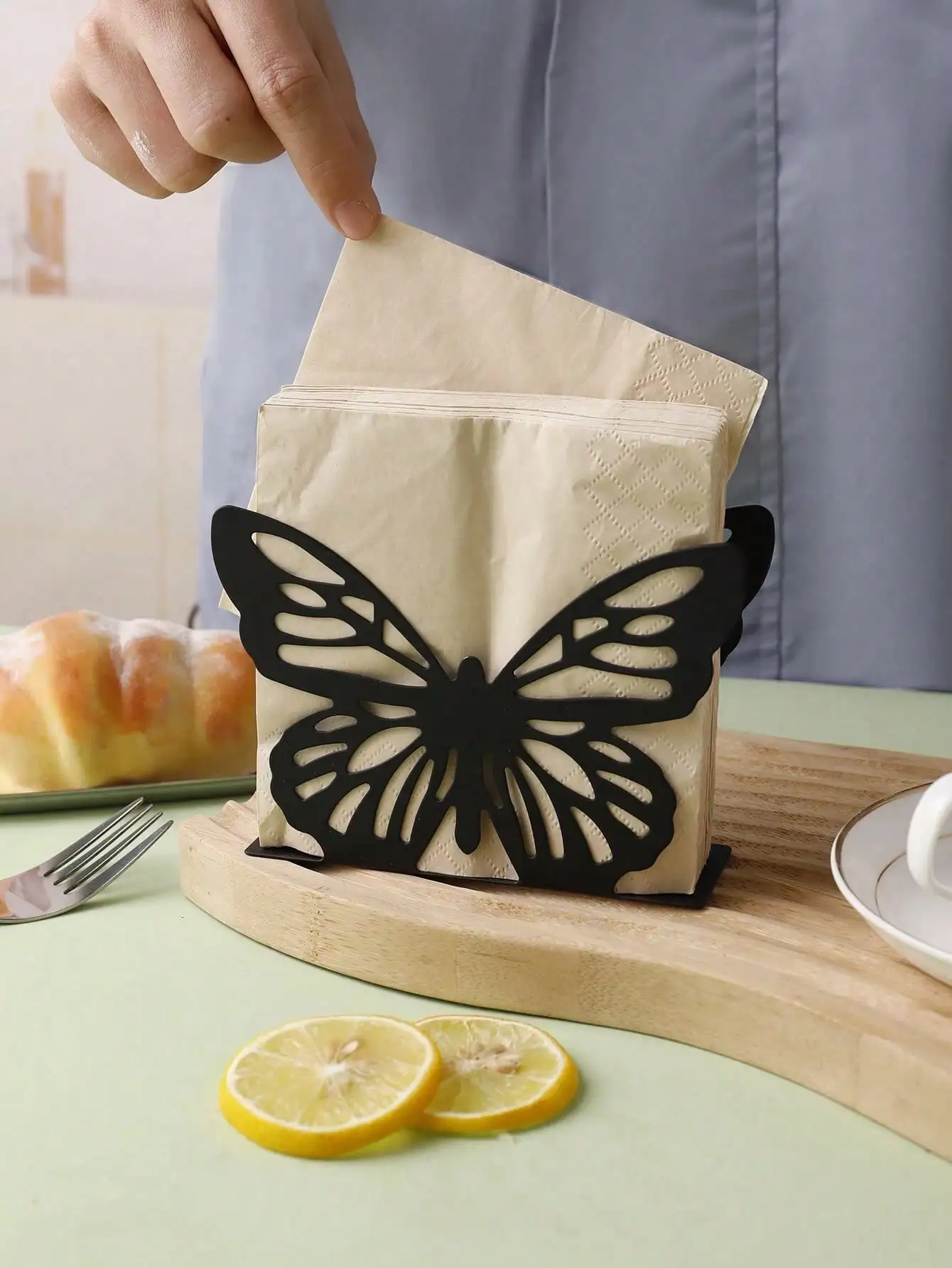 Servilletero hueco en forma de mariposa de Metal, organizador de papel tisú personalizado, 1 ud.