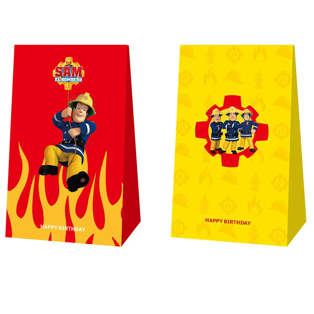 8pcs/Set Fireman Sam Birthday Party Goodie Bags Favor Candy Bag Firefighter Theme Children Birthday Gift Treat School