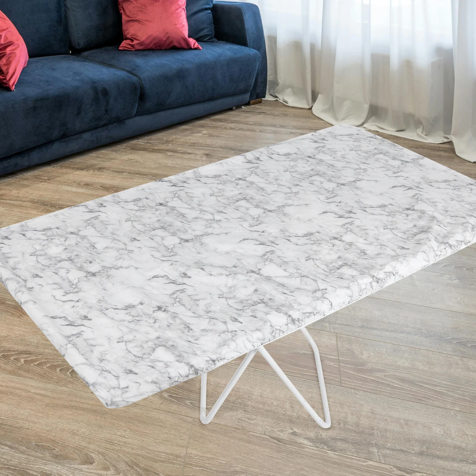 1 set 1 set elastische PVC-tafelkleed voor terras eettafel oliebestendig rekbaar uitgerust tafelkleed buiten bruiloft evenement