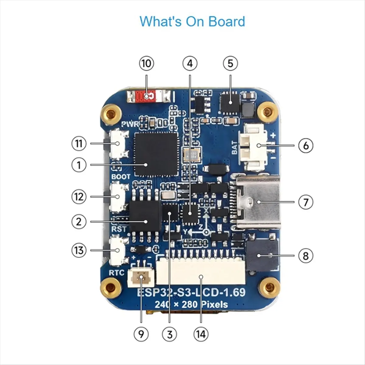 Welcome Deal~- 1.69inch LCD Display Development Board 240x280 with QST Attitude Gyro Sensor QMI8658C for Python