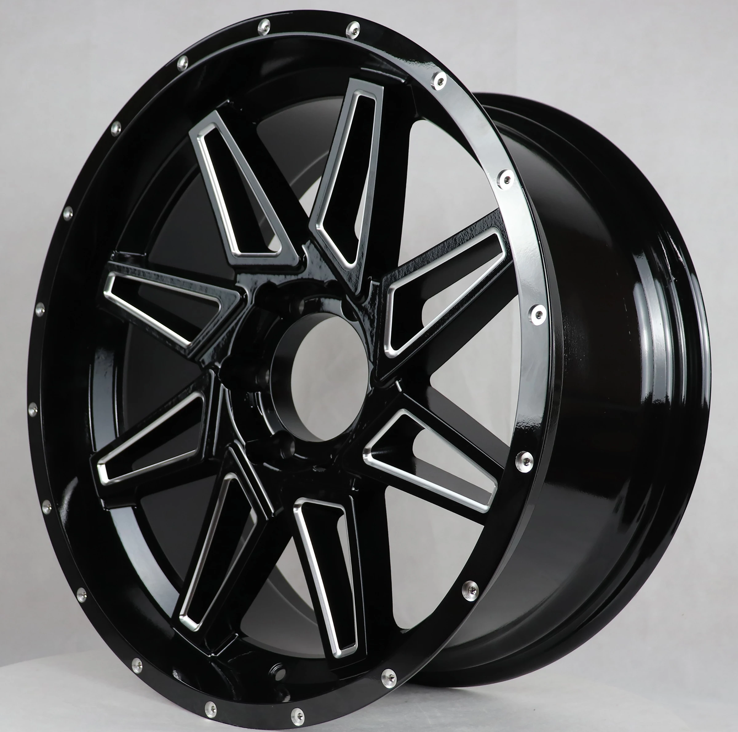 Off-road Wheels Hub, for 4x4 SUV Truck Pickups, 16 18 20 Inch 6 Lug 6x139.7 Rims, Milling Rivets Alloy Wheels, JT212 Outdoor