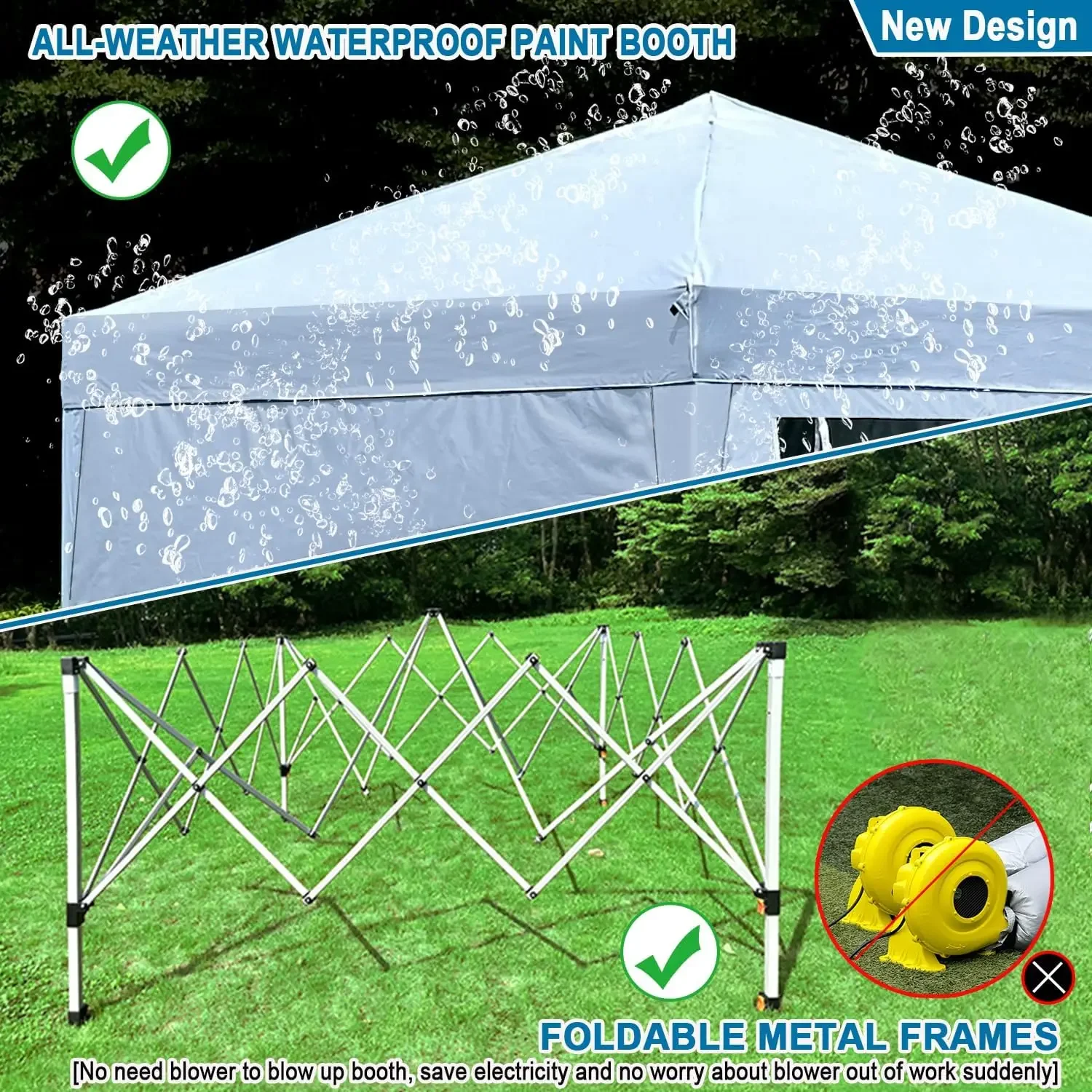 10X10X9FT Waterproof Portable Paint Booth with 2pcs Air Filters & Foldable Frames, Rainproof Spray Booth for Auto Parts