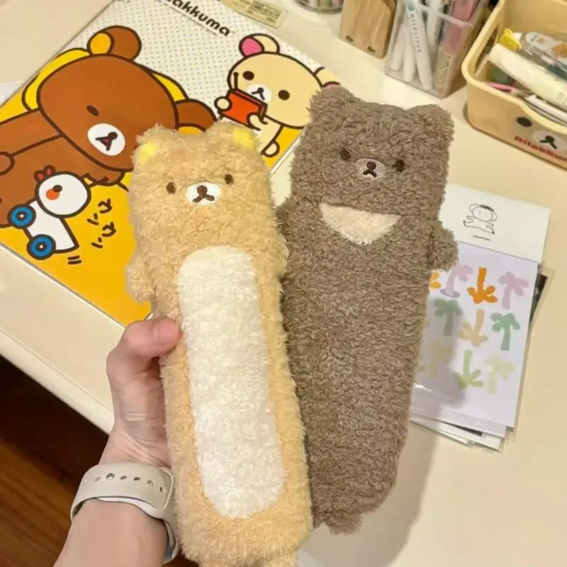 Kawaii Rilakkuma Federmäppchen für Kinder, Chairoikoguma-Bär, niedliches dünnes Federmäppchen, kleine Stifttasche, Schule, Schreibwaren, Geschenke