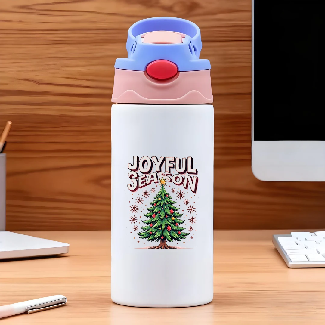 304 roestvrijstalen thermische beker + cartoon kerstboom strobeker draagbaar op maat gemaakt cadeau voor kinderen, must-have voor Kerstmis