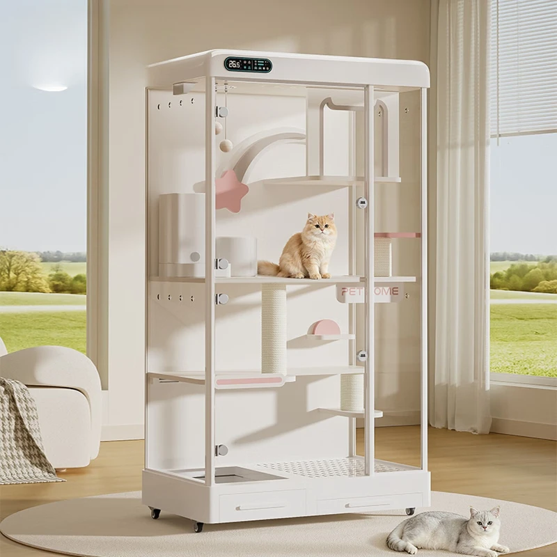Smart cat villa fresh air cat cage household with toilet integrated cat house constant temperature  cabinet new house