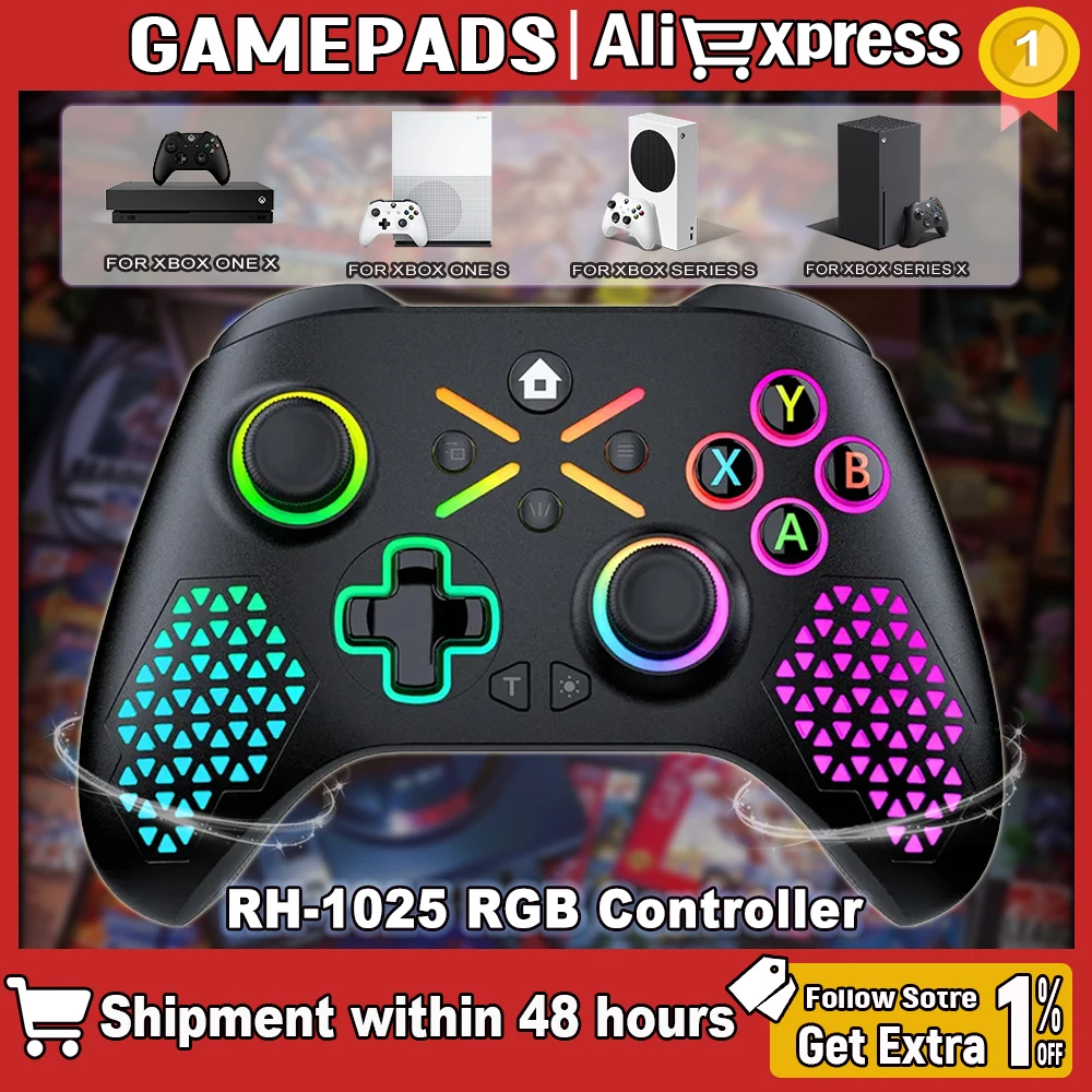 Mando inalámbrico 2.4G para Xbox One/Xbox Series X/S/PC, joystick multifunción con luz RGB, giroscopio de seis ejes, controlador de juegos para XBOX