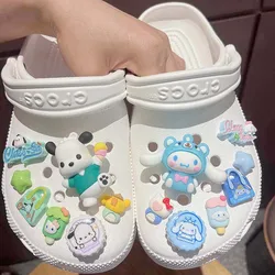 Latest 7-8pcs Sanrio Crocs Decoration Buckles Cartoon Cinnamoroll Melody Pochacco Shoes Accessories Cute Shoe Charms