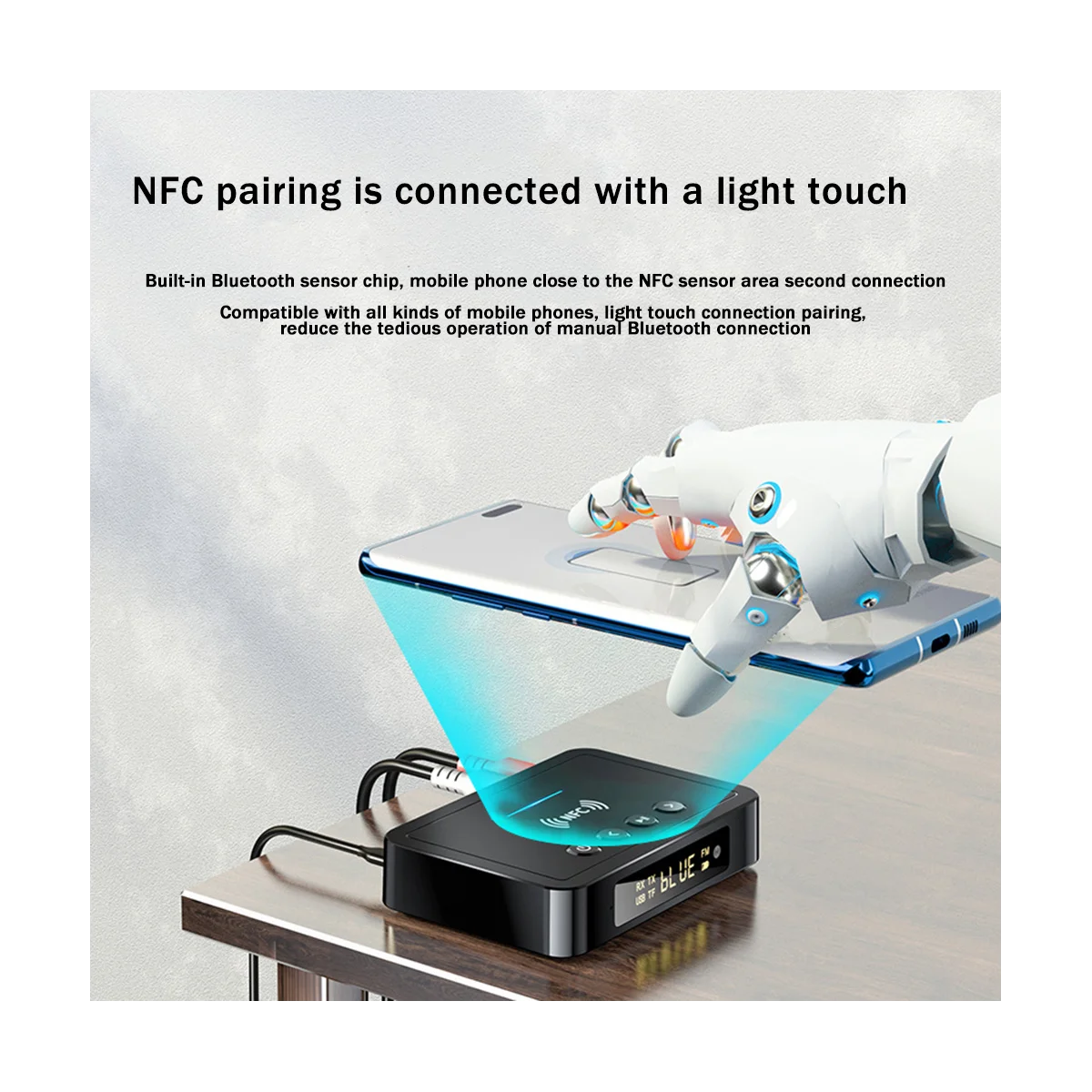 Nfc-デジタルディスプレイ,オーディオ送信機,受信機,fm,3 in 1,デスクトップ