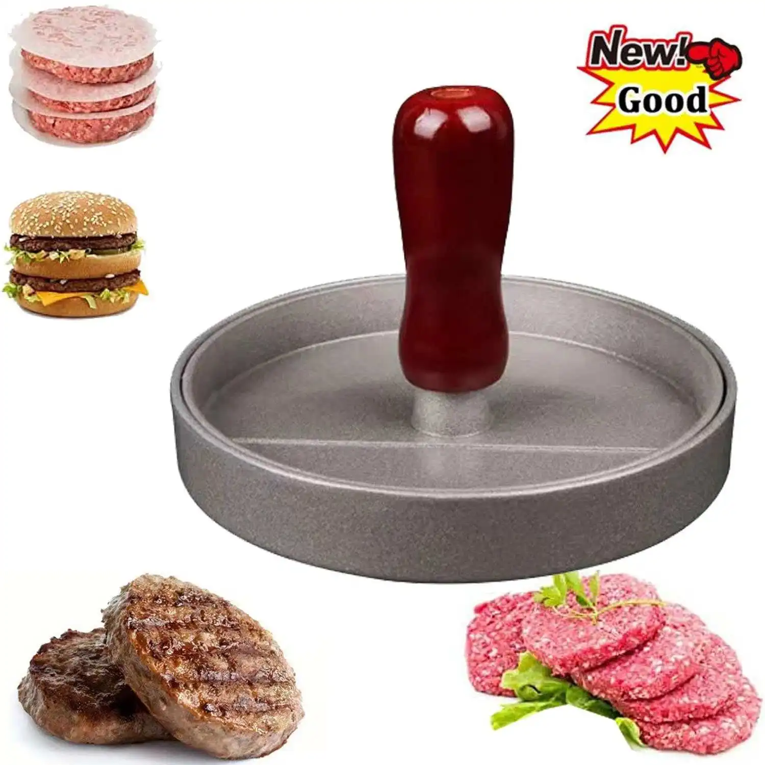

12CM Burger Press Non-Stick Hamburger Patty Maker Aluminum Round Burger Meat Mold for Beef BBQ Grill Kitchen Cooking Tool