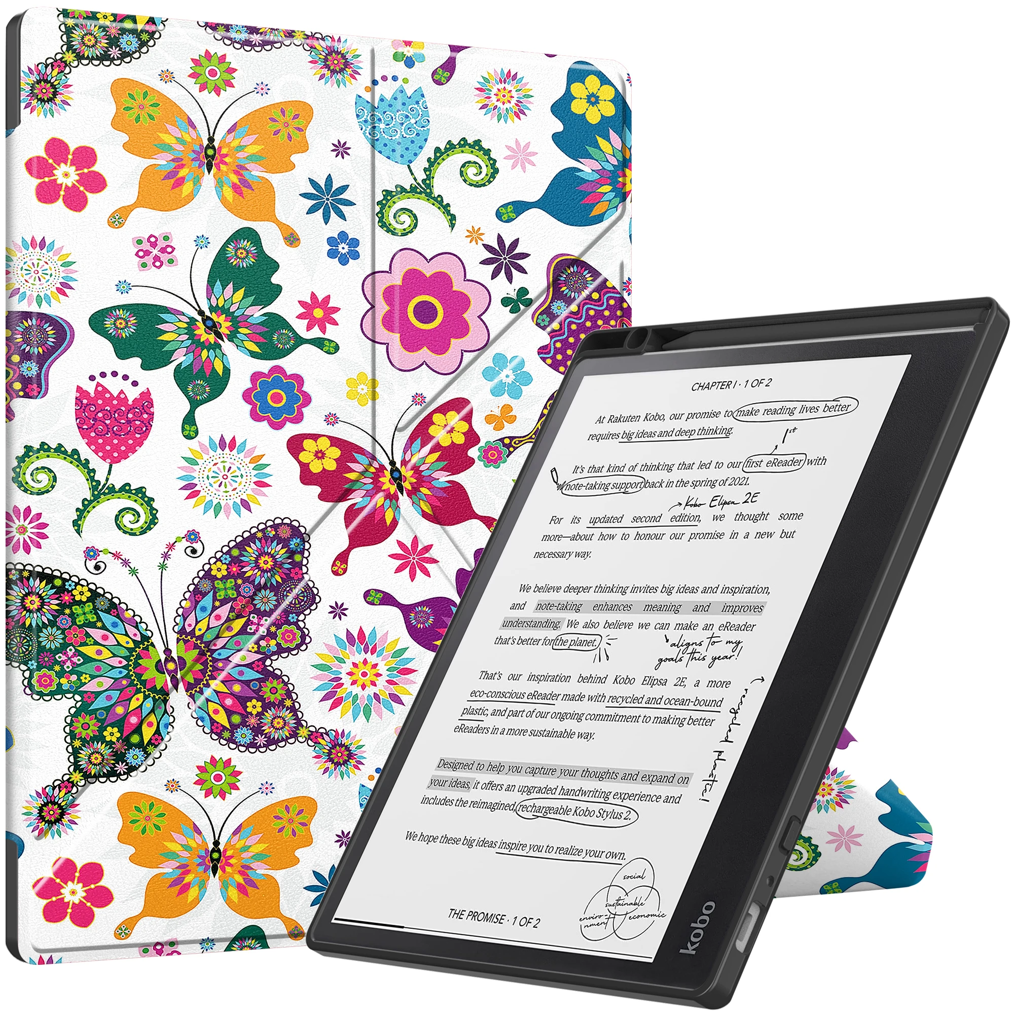 

Чехол для Kobo Elipsa 2E с держателем для карандашей 10,3 дюйма, 2023, чехол из искусственной кожи для электронной книги, чехол-подставка для сна и пробуждения