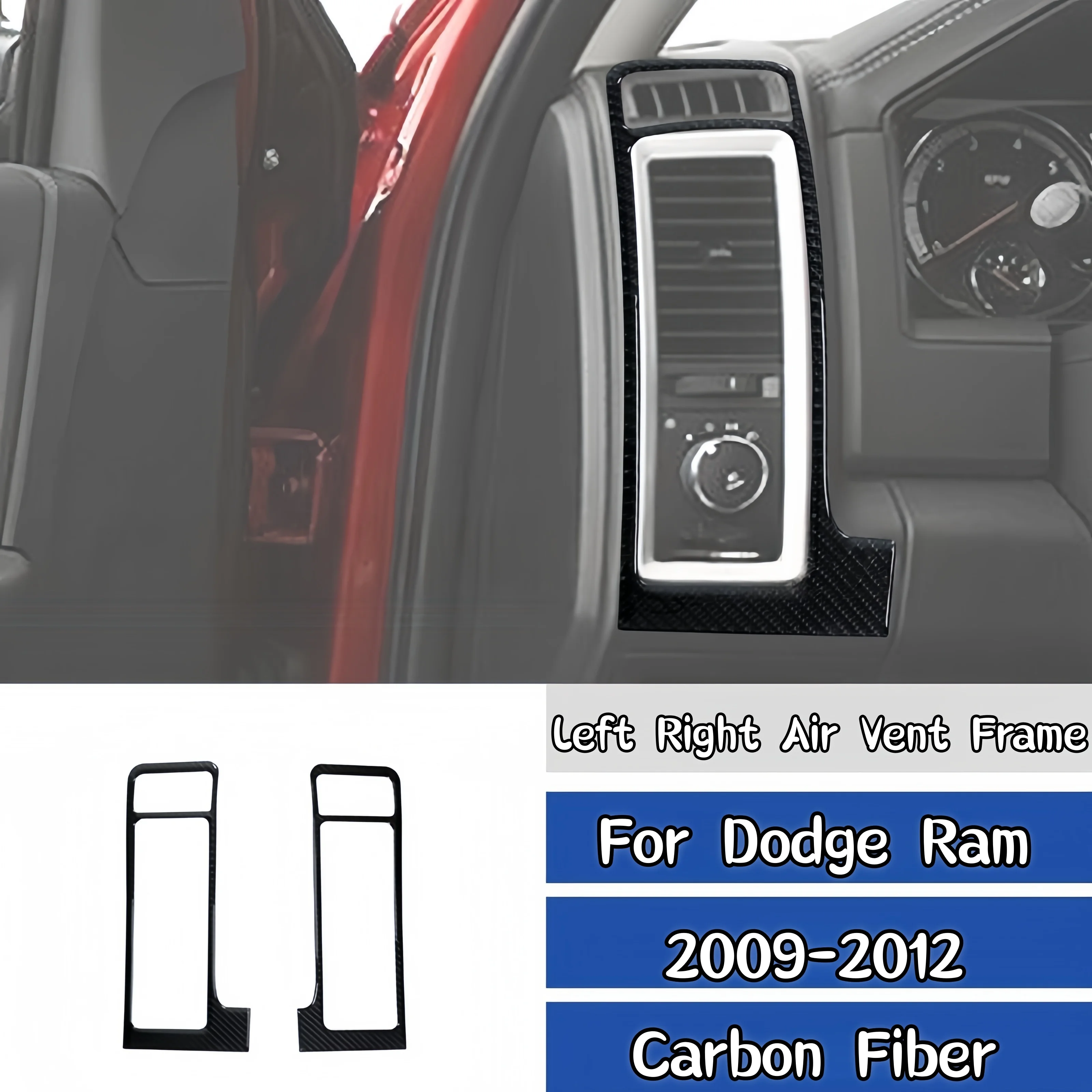 

For Dodge Ram 1500 2013-2018 Carbon Fiber Car Left Right Air Vent Outlet Frame Decor Cover Trim Stickers Interior Accessories