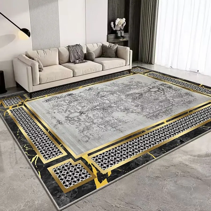 Modern Style Large Size Rug Living Room Golden Carpet Bedroom Luxury Decoration Tapetes Area Rug Non-slip Entrance Door Mat