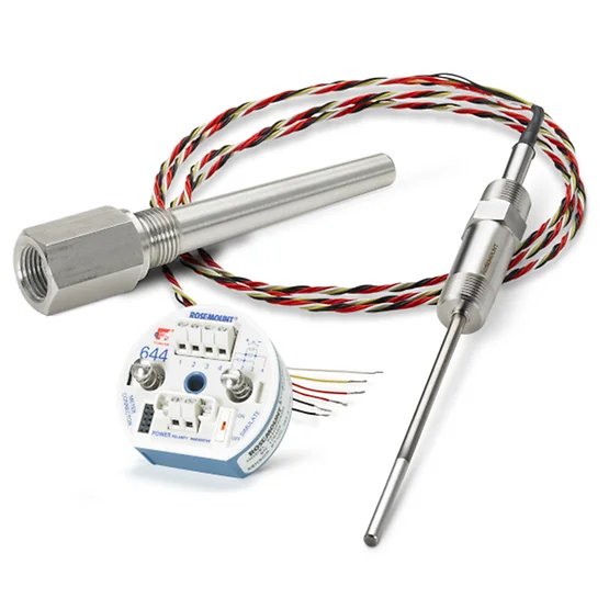 Original Rosemounte  Pt100 4-20ma Temperature Transmitter  214C RTD Temperature Sensor, 644 Transmitter and 114C Thermowell