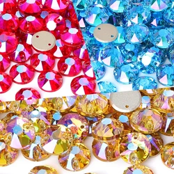 QIYI 8 Big 8 Small High Quality Sew On Rhinestones Sewing Glass Clear Crystals Flat Back For Clothes Accessories Wedding Dress