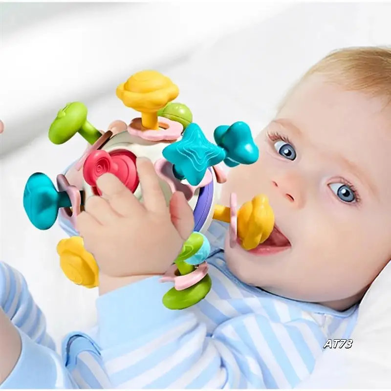 

Soft Rubber Hand Grab Ball Space Hand Grip Ball Soft Rubber Finger Exercise Toy Baby Teether Rattle Toys For Newborns