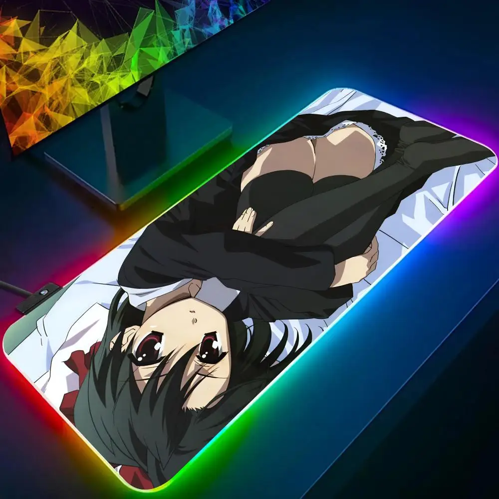 Anime Game S-School Days K-Kotonoha Sekai Mouse Pad RGB Glow Personality Picture Custom PC Table Mat Game Player Dedicated LED