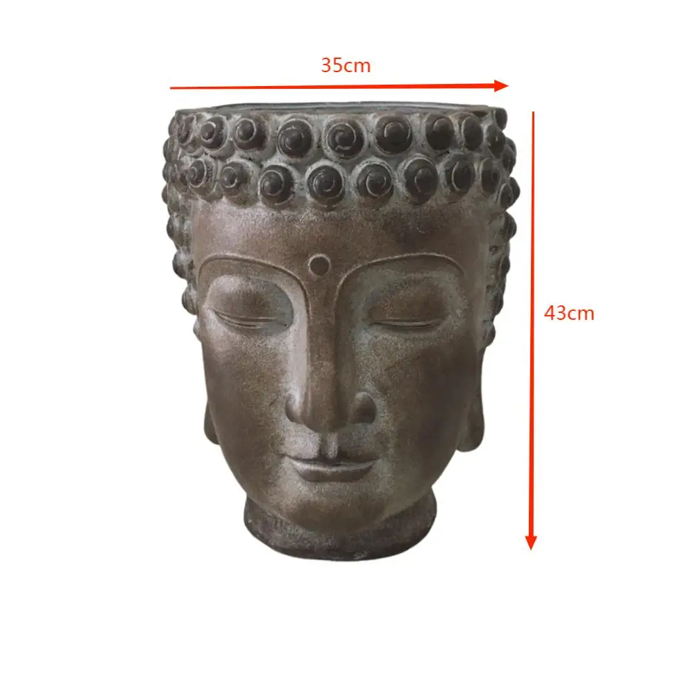 

35*43cm Buddah head pot fiberglass sillcone molds for concrete planters molds plastic for garden