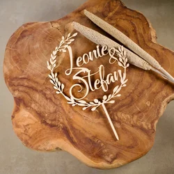 Wedding Cake Topper Personalized with Name Wooden Branches Custom Birthday  Cake Topper