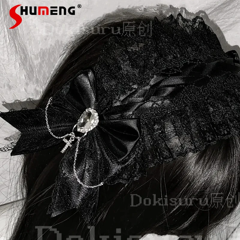 

Японский Rojita, милый стиль, головные уборы, аксессуары для одежды, Y2k, кружево Angel Realm, бант, крест, кружевная заколка для волос, украшения для волос