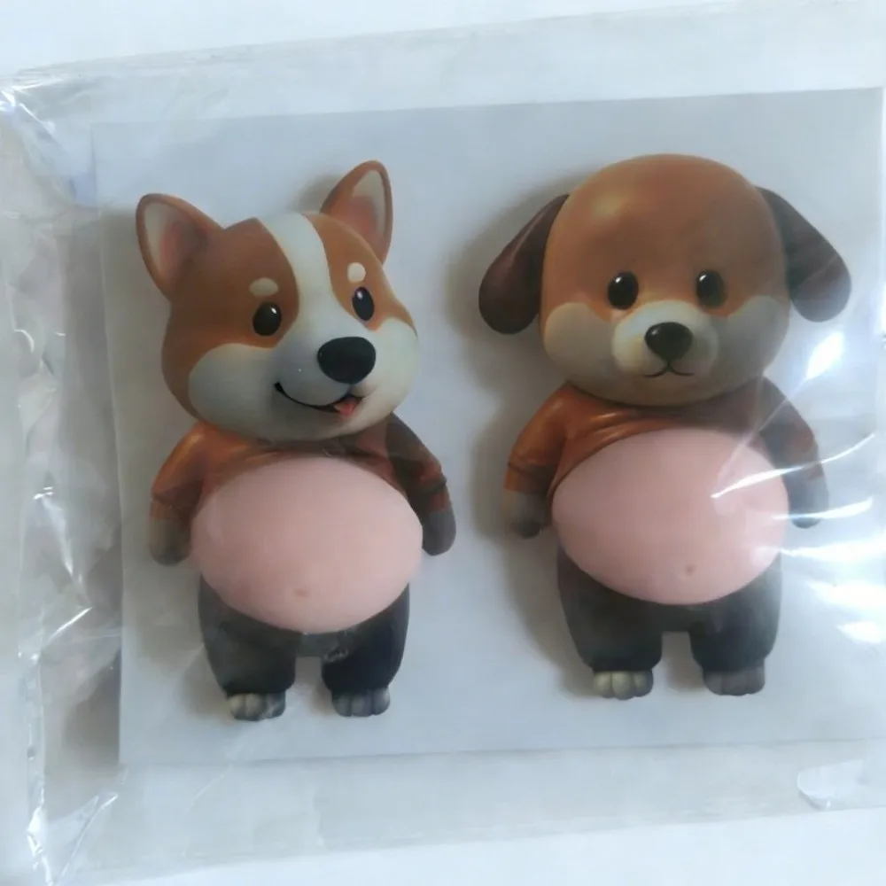 Funny 3D Soft Belly Cat Sticker Waterproof Self-Adhesive Animal Laptop Decal Silicone Squeezeable Inu Dog Phone Case Decoration