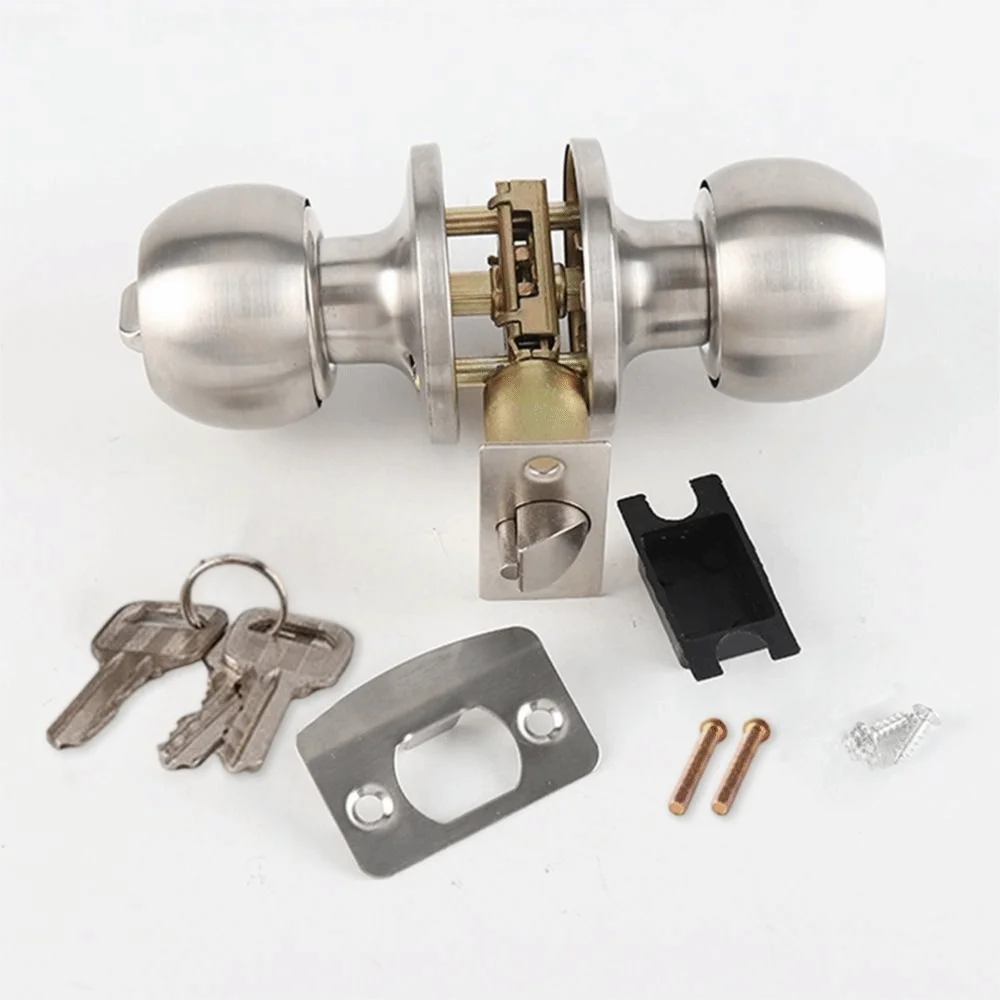 Security Stainless Steel Tubular Lockset Easy Installation Keyed Entry Door Handle Lock Set Ball Door Handle Office
