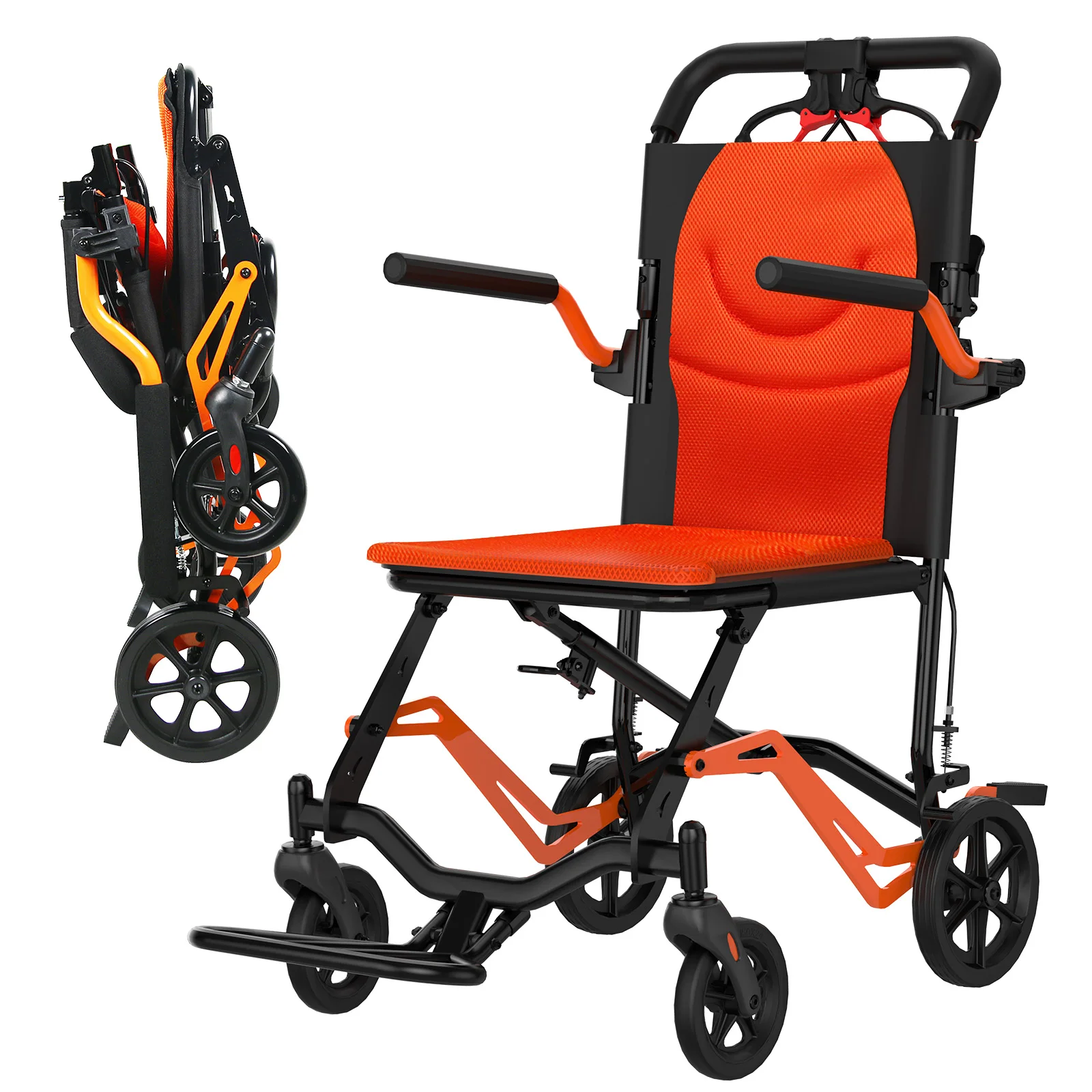 Ultra Lightweight 18 lbs Aluminum Transport Wheelchair for Adults & Seniors – Narrow 16.2