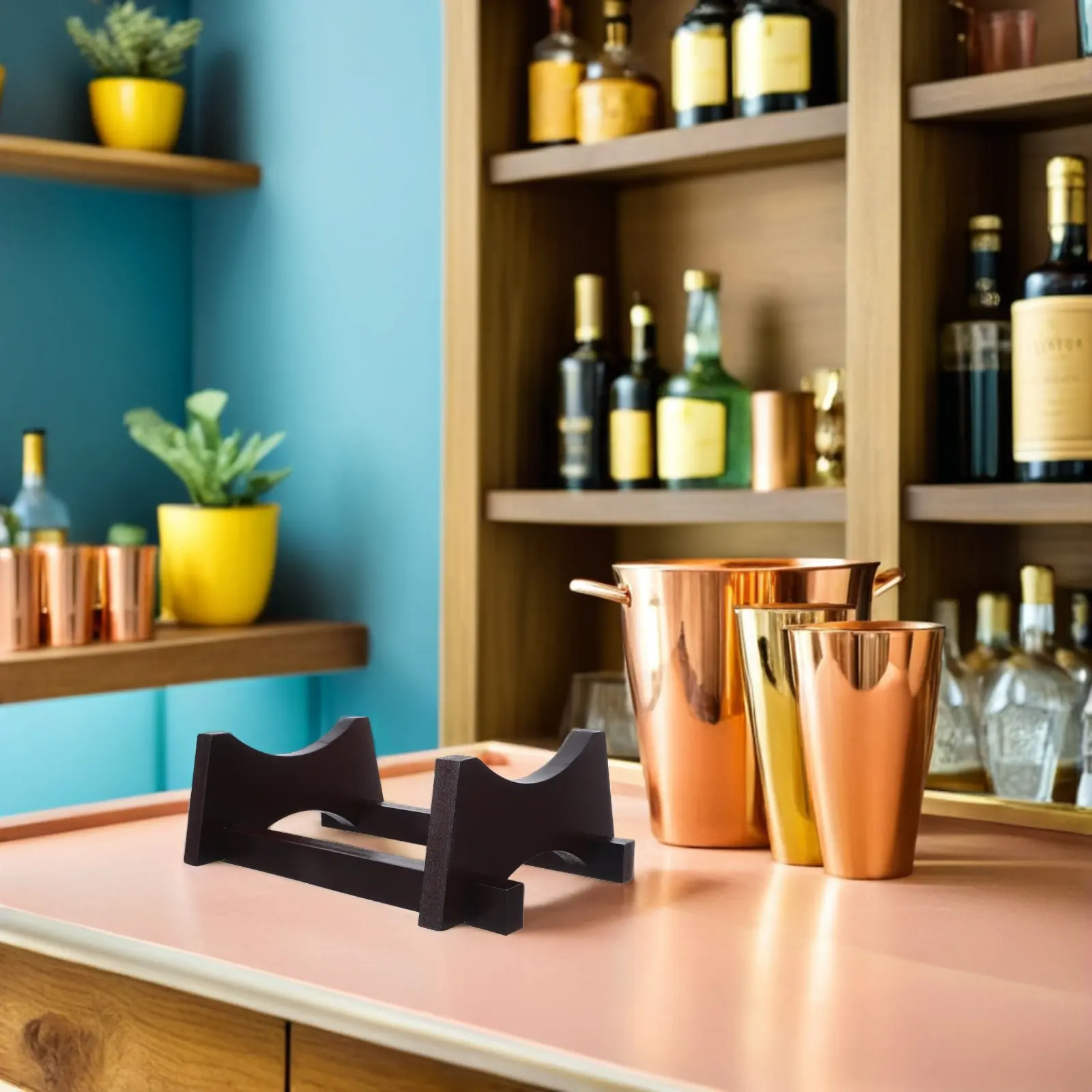 Wooden Wine Barrel Stand Oak Aging Barrel Holder Beverage Water Dispenser Rack for Countertop Bar Lounge