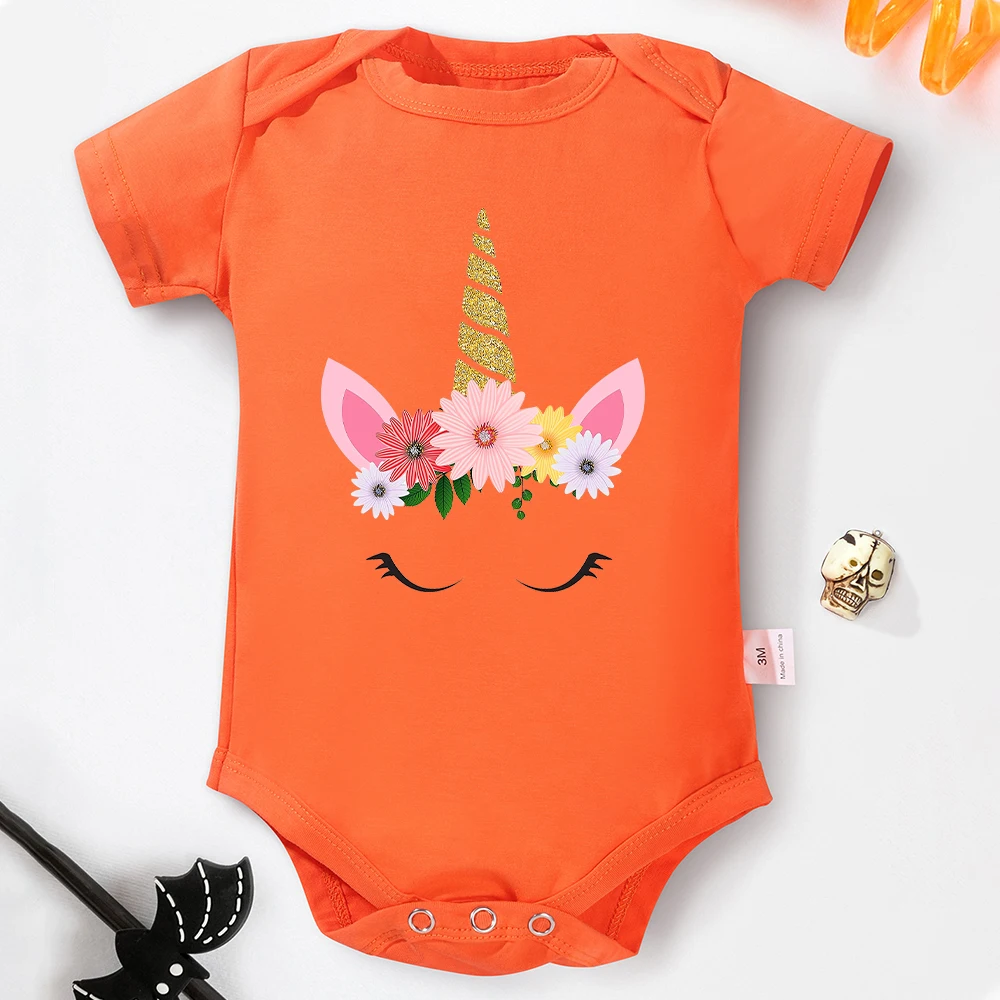 Cute Baby Girl Clothes Onesie Cute Unicorn Pattern Cotton Toddler Jumpsuit Comfy Breathable Newborn Bodysuit Street Casual