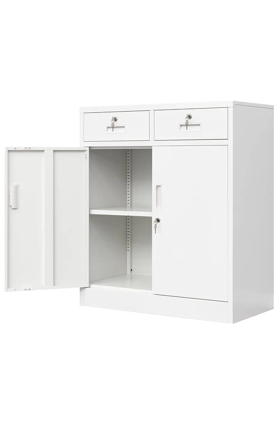 Metal Storage Cabinet Lockable with Adjustable Shelf & 2 Drawers 36