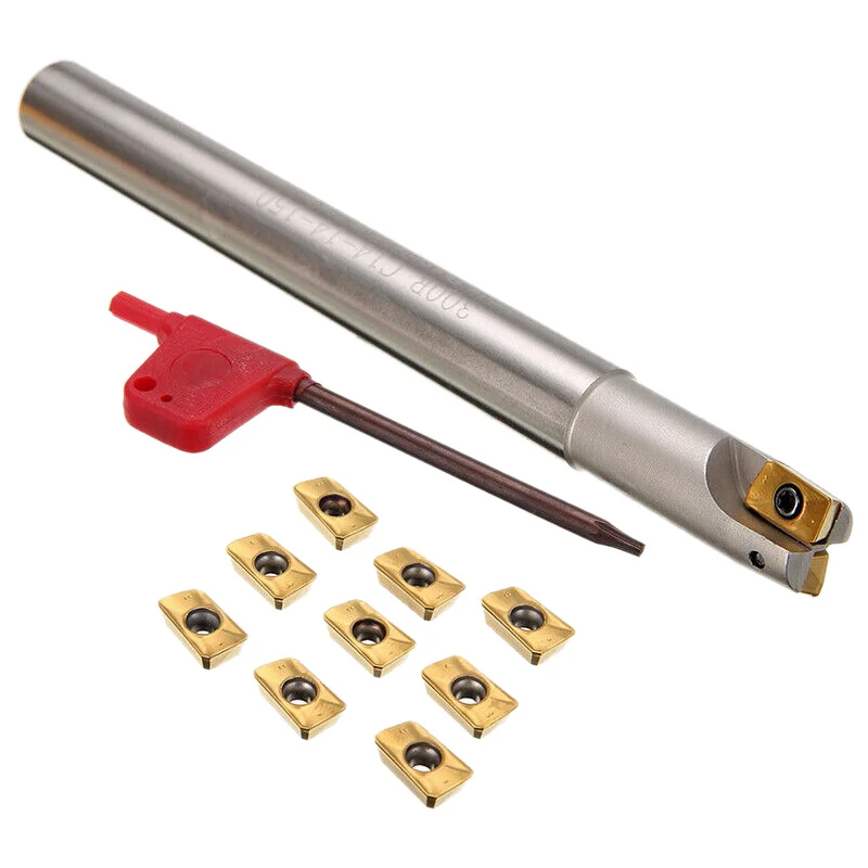 A11E-Bap 300R C14-14-130 Milling Cutter Tool Holder 12 X 130Mm + 10Pcs Apmt1135pder Inserts + Wrench For Cnc Milling Machine
