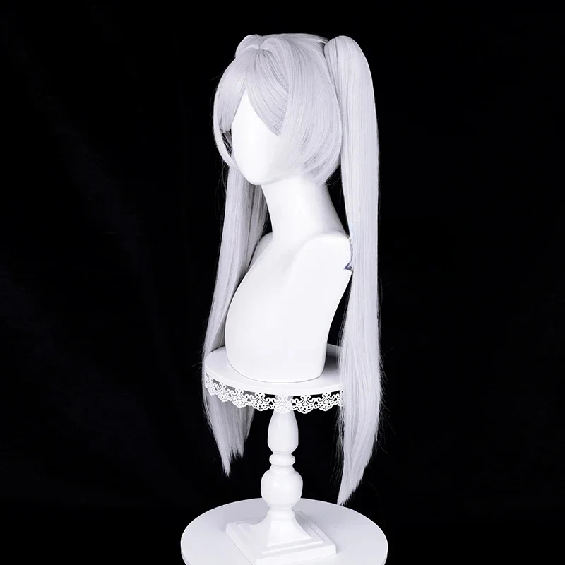 Anime Frieren Cosplay Wig Silver White Two Ponytails Heat Resistant Synthetic Hair Wigs