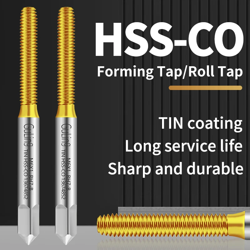 GULING 1PCS HSS-CO TICN Rivestimento Formatura Rotolo A Punta A Spirale Scanalato Rubinetto M1 M1.4 M2 M3 M4 M5 M6 M8 M10 M12 Macchina Filettatura Rubinetti