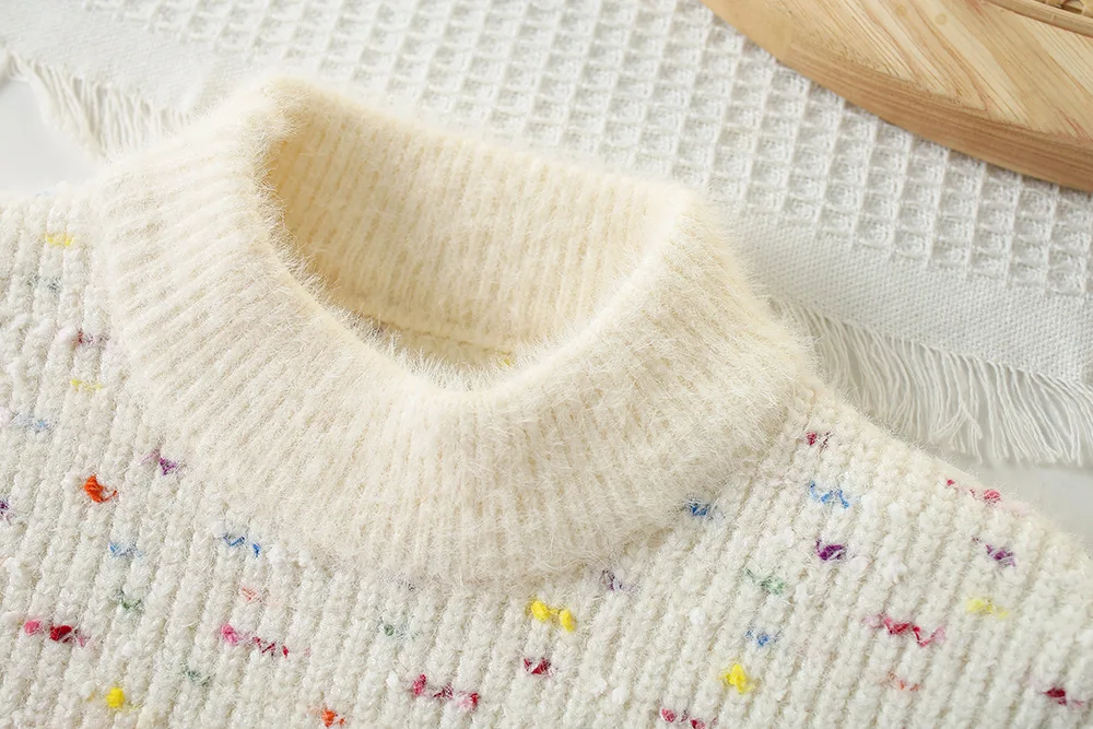 2024 Neues Kinderkleidungsset, 2-teilig, Pullover-Anzug, 3D-Herz-Strickpullover und Tüllrock, Mädchen-Kleidungsset – Detail 5