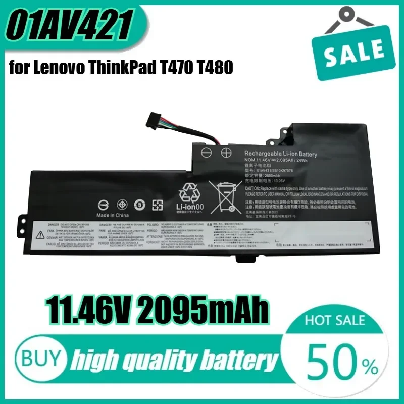 

11.46V 24Wh 2095mAh 01AV421 Laptop Battery for Lenovo ThinkPad T470 T480 01AV419 01AV489