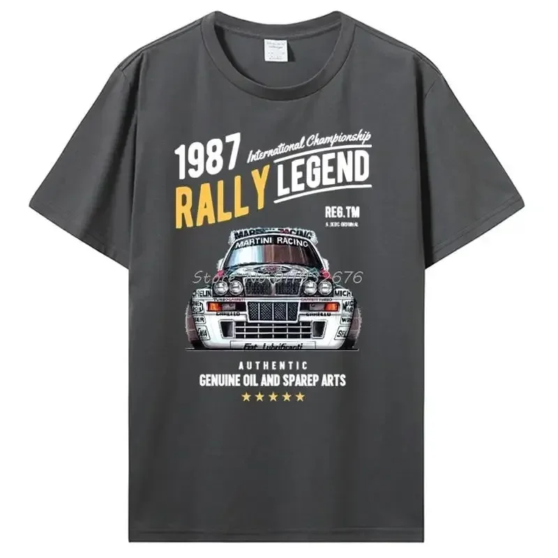 Rally Legend Motif with 1987 Lancia Delta Integrale Hf Car Men Summer Brand Cotton Hip Hop Fitness Clothing Men T Shirt